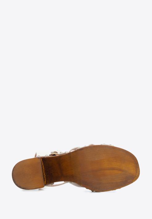Damskie sandały skórzane z plecionką, kremowy, 96-D-252-0-38, Zdjęcie 6