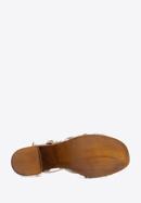 Damskie sandały skórzane z plecionką, kremowy, 96-D-252-0-36, Zdjęcie 6