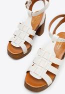 Leather block high heel sandals, cream, 96-D-252-0-39, Photo 8