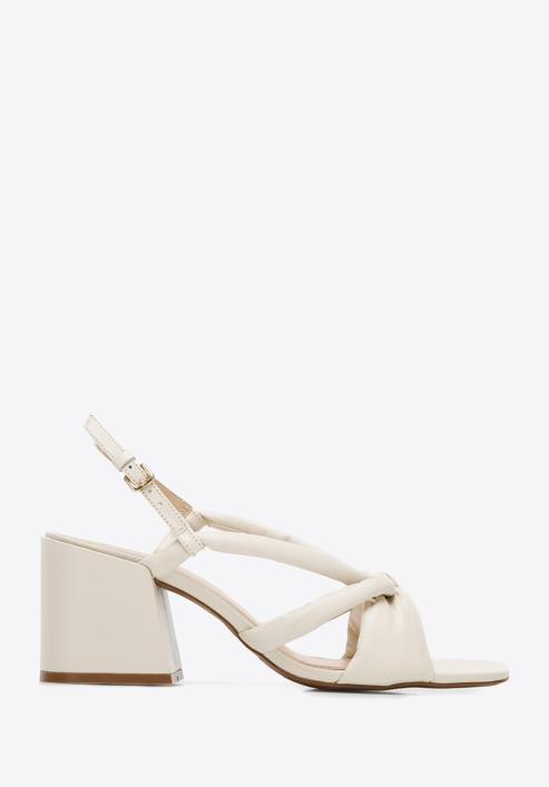 Leather block heel sandals, cream, 94-D-755-1-37, Photo 1