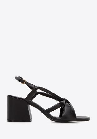Leather block heel sandals, black, 94-D-755-1-35, Photo 1