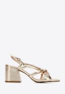 Leather block heel sandals, gold, 94-D-755-1-37, Photo 1