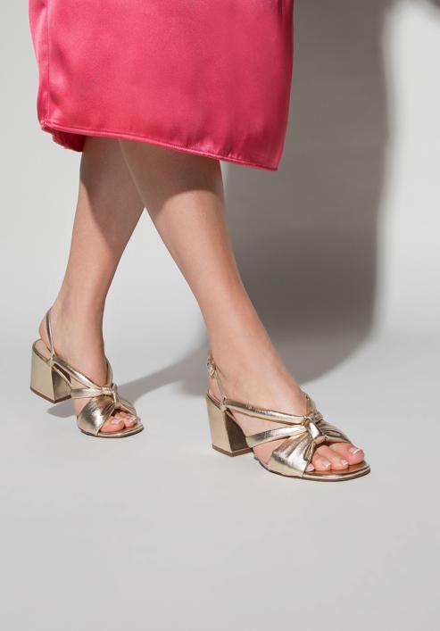 Leather block heel sandals, gold, 94-D-755-0-37, Photo 15