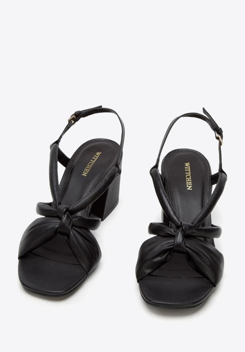 Leather block heel sandals, black, 94-D-755-1-38, Photo 2