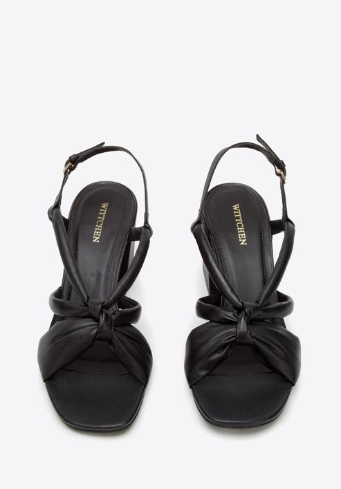 Leather block heel sandals, black, 94-D-755-1-35, Photo 3
