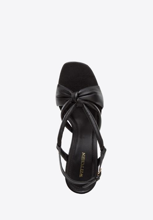 Leather block heel sandals, black, 94-D-755-1-35, Photo 4