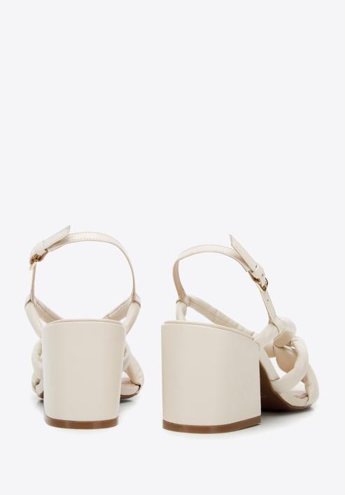 Leather block heel sandals, cream, 94-D-755-1-36, Photo 5