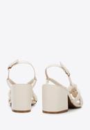 Leather block heel sandals, cream, 94-D-755-1-39, Photo 5