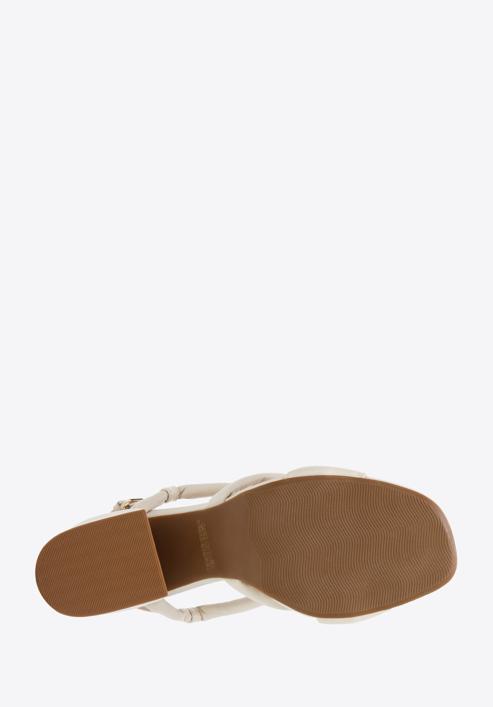 Leather block heel sandals, cream, 94-D-755-1-36, Photo 6