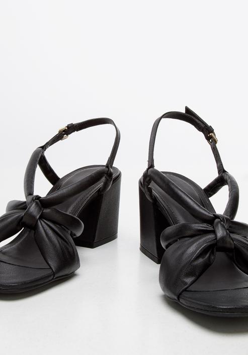 Leather block heel sandals, black, 94-D-755-1-36, Photo 7