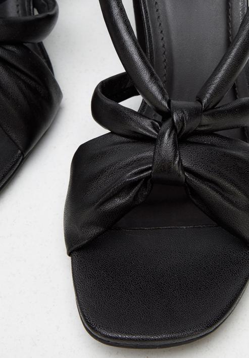 Damskie sandały skórzane z supełkiem, czarny, 94-D-755-0-37, Zdjęcie 8