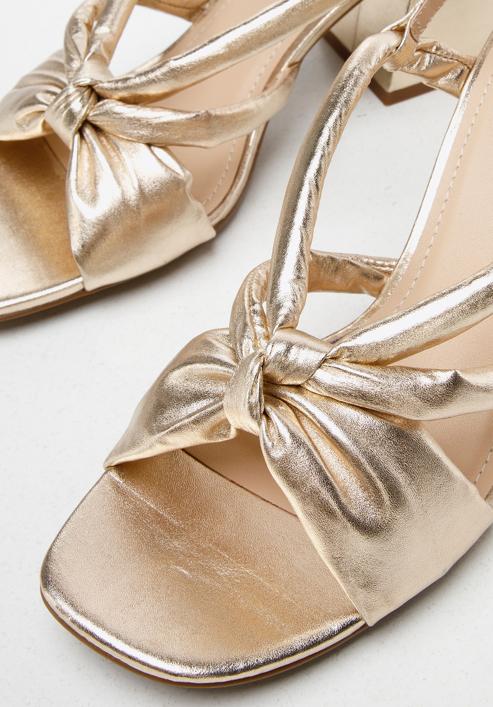 Leather block heel sandals, gold, 94-D-755-0-37, Photo 8
