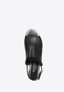 Damskie sandały skórzane zabudowane, czarny, 88-D-402-1-36, Zdjęcie 5