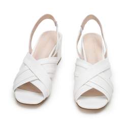 Damskie sandały skórzane ze skrzyżowanymi paskami, biały, 94-D-960-0-36, Zdjęcie 1