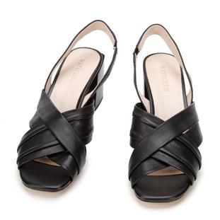 Leather cross strap sandals, black, 94-D-960-1-40, Photo 1