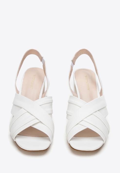 Leather cross strap sandals, white, 94-D-960-1-36, Photo 3