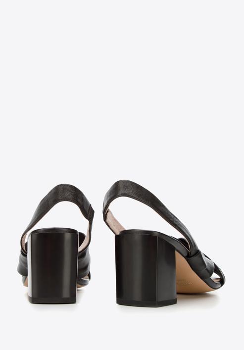 Damskie sandały skórzane ze skrzyżowanymi paskami, czarny, 94-D-960-1-37, Zdjęcie 5