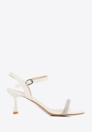 High heel ankle strap sandals, cream, 96-D-959-0-39, Photo 1