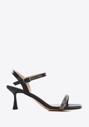 High heel ankle strap sandals, black, 96-D-959-1-35, Photo 1