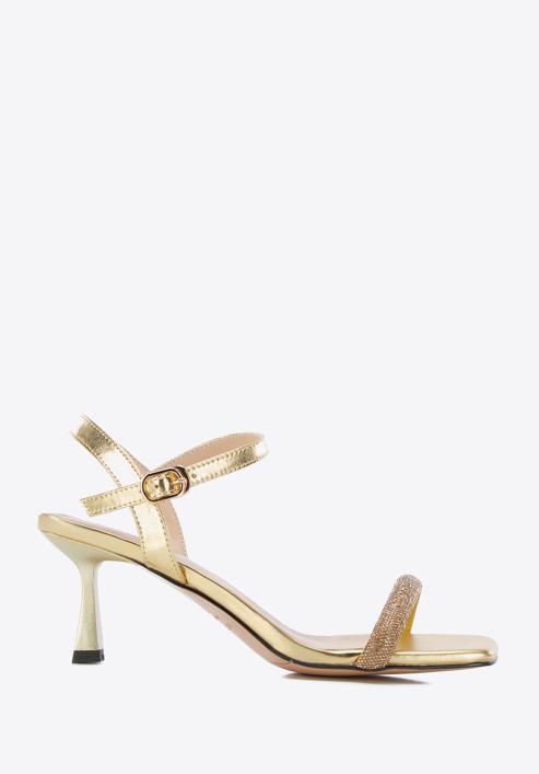 High heel ankle strap sandals, gold, 96-D-959-1S-39, Photo 1