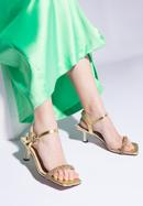 High heel ankle strap sandals, gold, 96-D-959-P-40, Photo 16