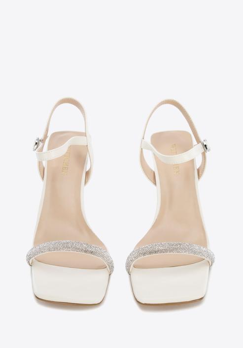 High heel ankle strap sandals, cream, 96-D-959-1-35, Photo 2