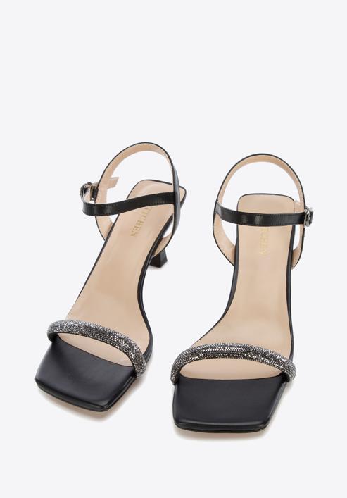 High heel ankle strap sandals, black, 96-D-959-1-36, Photo 3