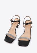 High heel ankle strap sandals, black-silver, 96-D-959-1-36, Photo 3
