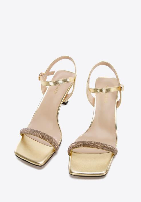 High heel ankle strap sandals, gold, 96-D-959-1S-38, Photo 3