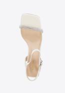High heel ankle strap sandals, cream, 96-D-959-G-38, Photo 4