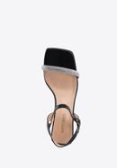 High heel ankle strap sandals, black-silver, 96-D-959-1-36, Photo 4