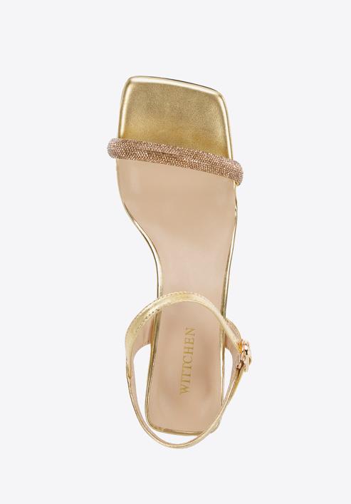 High heel ankle strap sandals, gold, 96-D-959-G-41, Photo 4