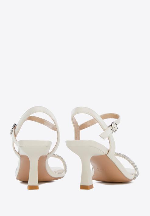 High heel ankle strap sandals, cream, 96-D-959-P-41, Photo 5