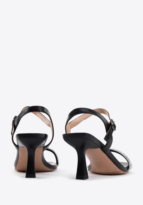 High heel ankle strap sandals, black-silver, 96-D-959-1-35, Photo 5