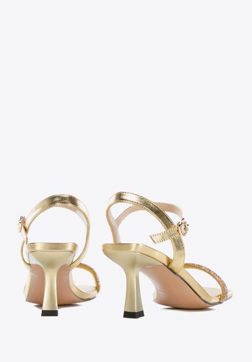 High heel ankle strap sandals, gold, 96-D-959-G-41, Photo 5