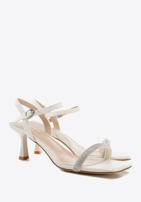 High heel ankle strap sandals, cream, 96-D-959-1-40, Photo 7