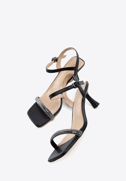 High heel ankle strap sandals, black, 96-D-959-1-36, Photo 7