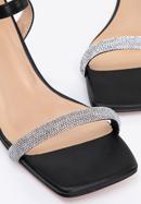 High heel ankle strap sandals, black-silver, 96-D-959-1S-41, Photo 7