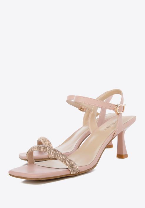 High heel ankle strap sandals, pink, 96-D-959-G-38, Photo 7