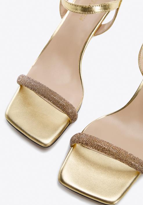 High heel ankle strap sandals, gold, 96-D-959-G-41, Photo 8
