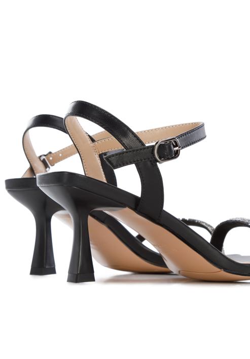 High heel ankle strap sandals, black, 96-D-959-1S-41, Photo 9