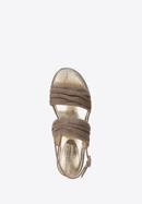 Damskie sandały z marszczonego zamszu, beżowy, 92-D-112-8-41, Zdjęcie 5