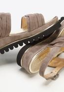 Damskie sandały z marszczonego zamszu, beżowy, 92-D-112-8-41, Zdjęcie 7
