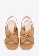Women's leather block heel sandals, brown, 96-D-512-0-37, Photo 2