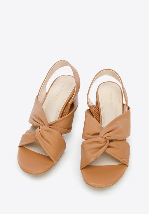 Women's leather block heel sandals, brown, 96-D-512-0-37, Photo 3