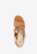 Women's leather block heel sandals, brown, 96-D-512-5-36, Photo 4
