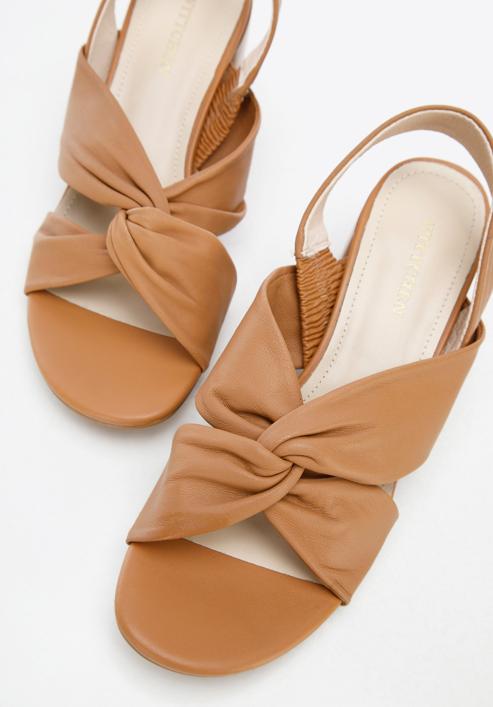 Women's leather block heel sandals, brown, 96-D-512-0-37, Photo 7