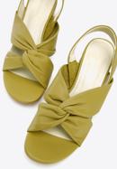 Women's leather block heel sandals, green, 96-D-512-Z-41, Photo 7