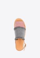 Damskie sandały z nubuku strzępione, szaro-różowy, 88-D-709-X-37, Zdjęcie 5