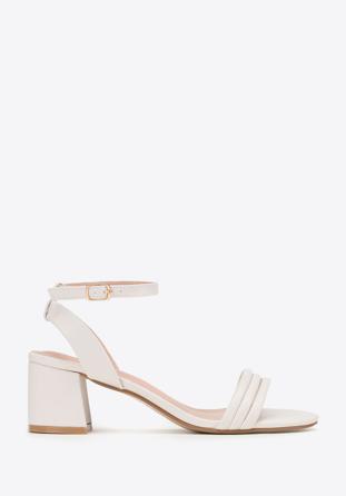 Women's block heel strap sandals, off white, 98-DP-205-0-37, Photo 1